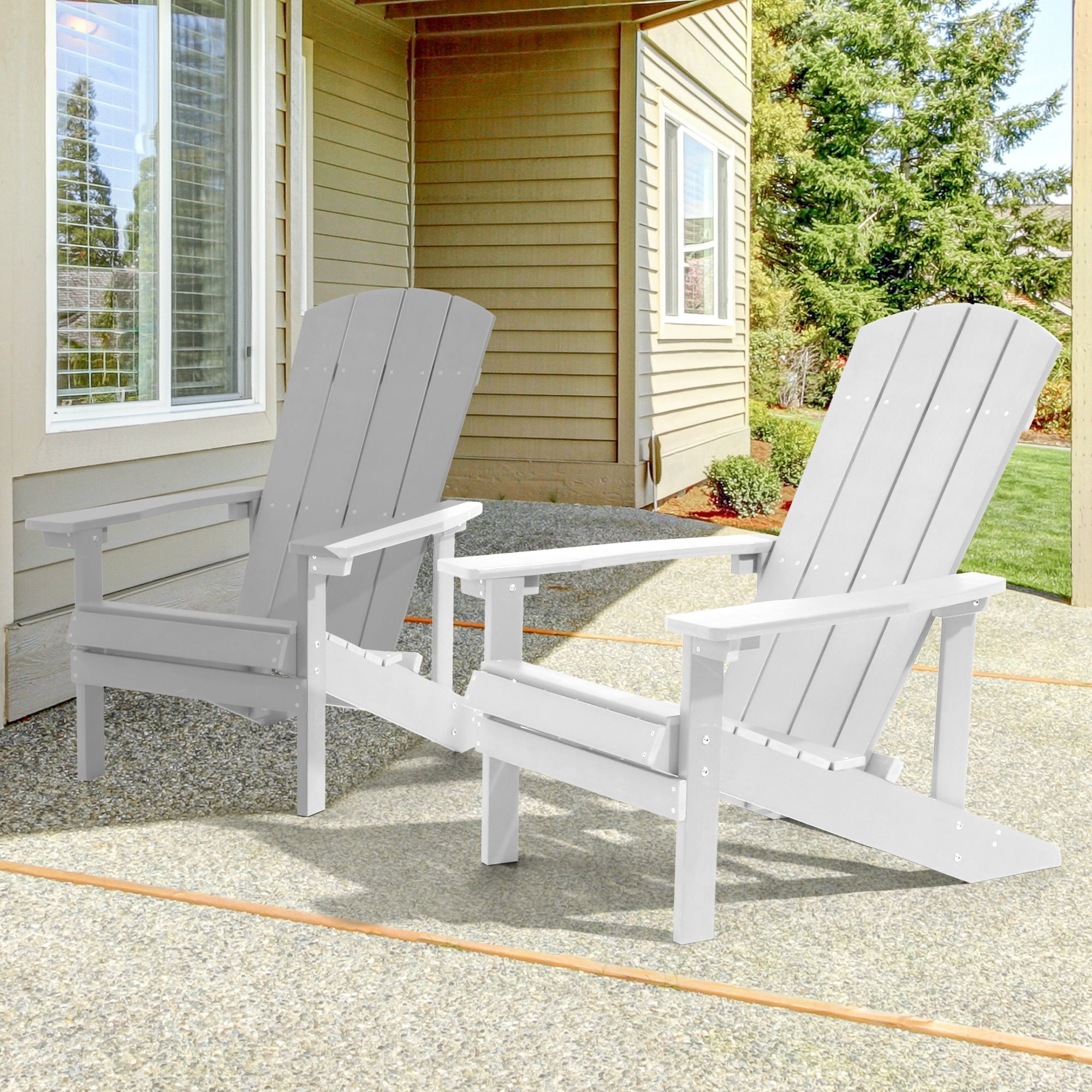 BONOSUKI Patio Adirondack Chair with Cupholder,Weather Resin-Set of 2