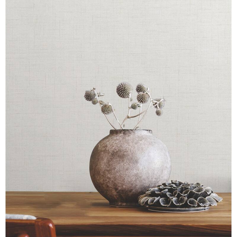 Warner Leon Off-White Faux Fabric Wallpaper