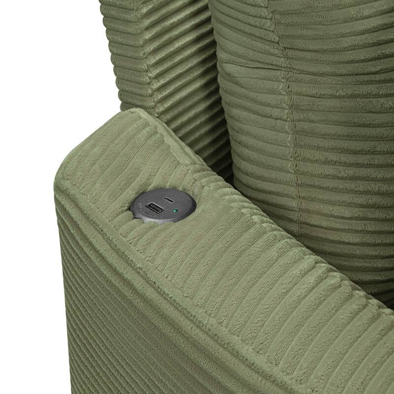 102.3" Oversized Double Chaise Lounge Sofa, Corduroy Upholstered Sleeper Sofa Bed 2 Seat Sofa Loveseat with USB Ports