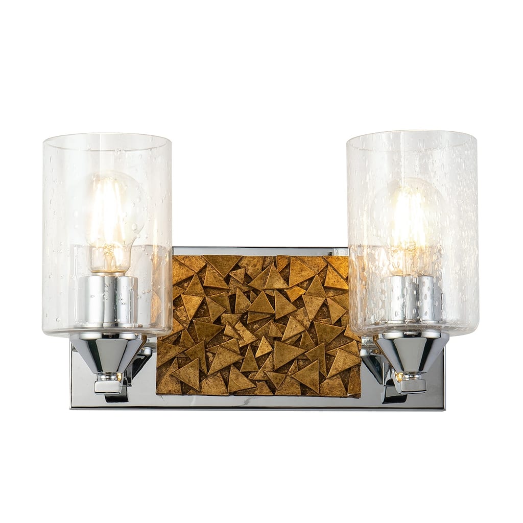 2 Light Wall Vanity Light in Silver and Gold