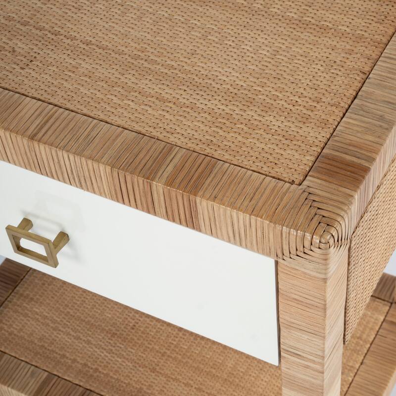 Corfu 1 Drawer Natural Raffia Nightstand