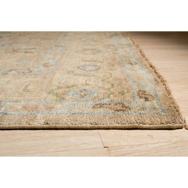 Brown Hand Knotted Wool Classic Oushak Rug, 9' x 12', plush cozy accent - L
