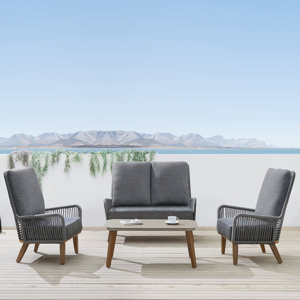 Ove Decors Stevenson 4-Piece Outdoor Conversation Set in Brown