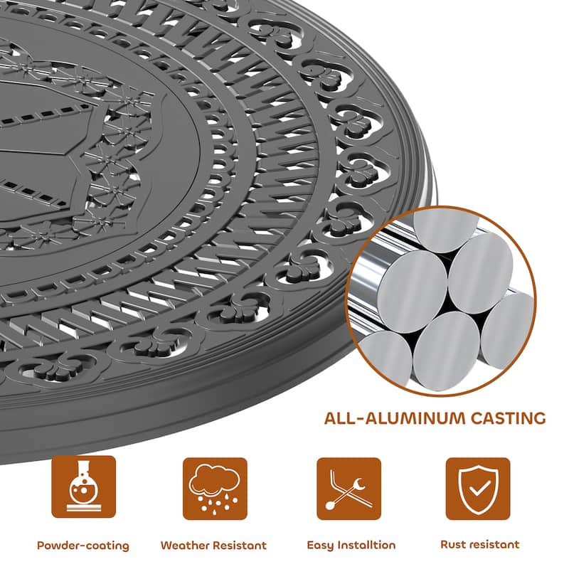 3/5-Piece Cast Aluminum Outdoor Dining Set with 31.5 in. Round Table and Seat Cushions