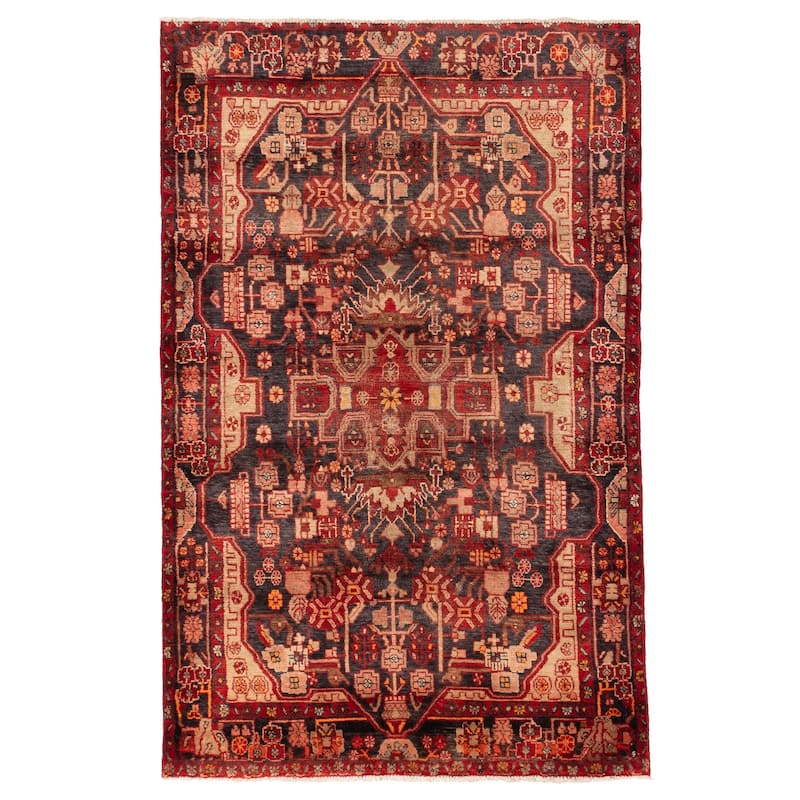 ECARPETGALLERY Hand-knotted Anadol Vintage Navy, Red Wool Rug - 4'5 x 6'11
