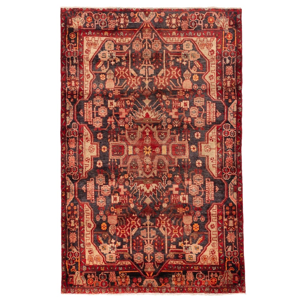 ECARPETGALLERY Hand-knotted Anadol Vintage Navy, Red Wool Rug - 4'5 x 6'11