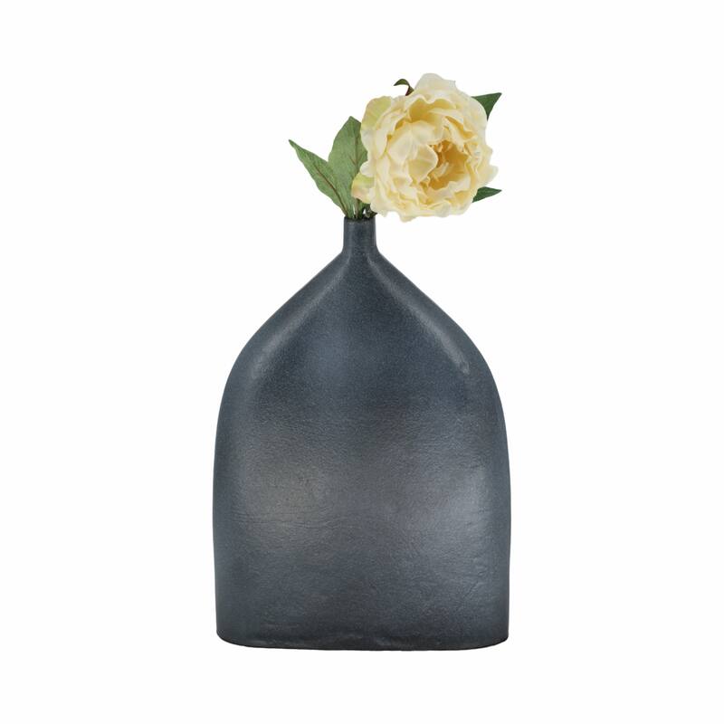Decorative Sleek Sculptural Metal Vase - Contemporary Flower Vase