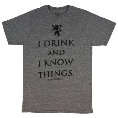Game of Thrones Shirt Men's I Drink and I Know Things Lannister T-Shirt