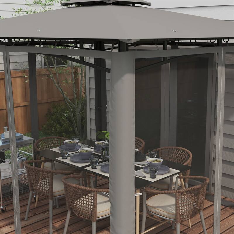 Outsunny 10'x12'Patio Gazebo,Double Roof Outdoor Gazebo Canopy Shelter