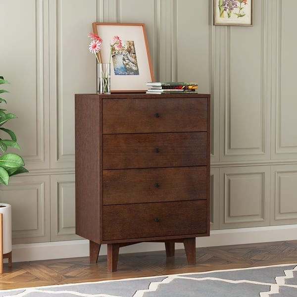 Retro Soild Wood 4 Drawers Dresser with Round Hndle Bed Bath & Beyond
