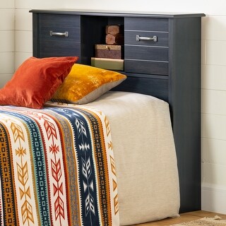 South Shore Asten Bookcase Headboard with Doors, Blueberry