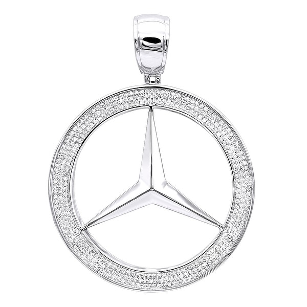 10k Gold Men S Diamond Mercedes Benz Pendant 1ctw 18 Chain Necklace By Luxurman Overstock 22200526