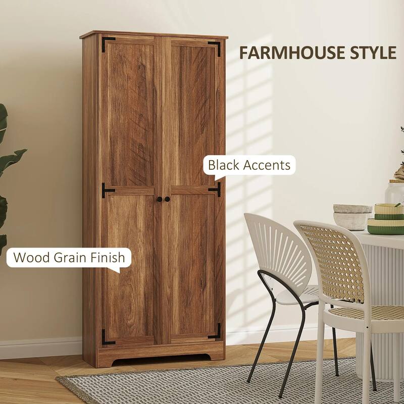 72" Farmhouse Pantry Cabinet, Freestanding Food Pantry Cabinet