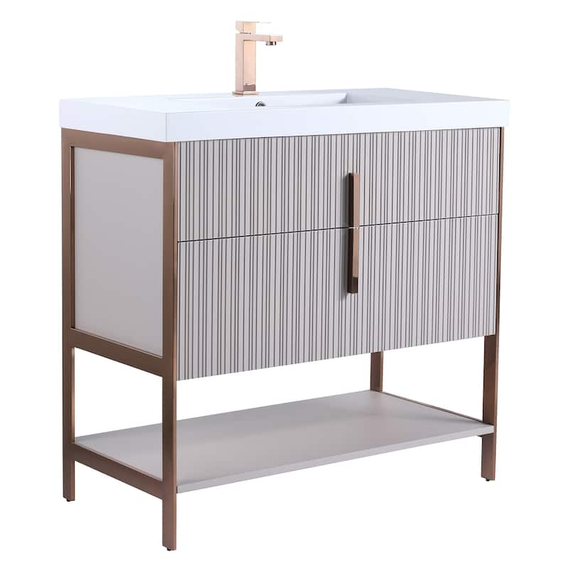 Fine Fixtures Serenity Modern Bathroom Vanity with White Gel Acrylic Top