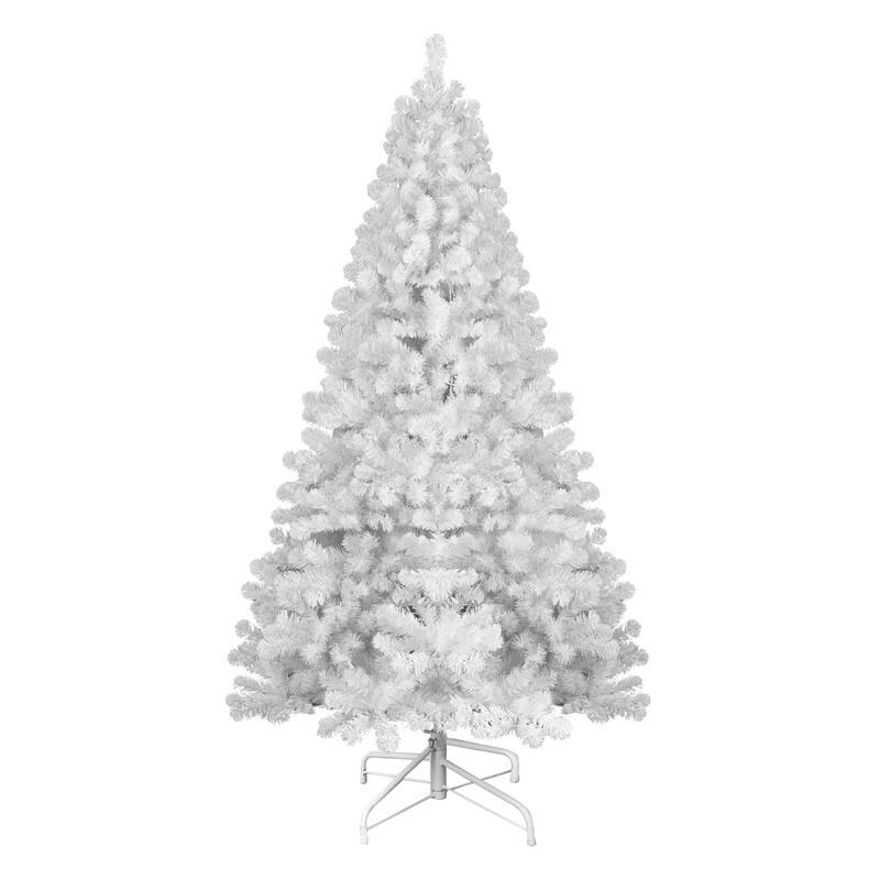White Christmas Tree with Memory Wire, Hinged Artificial PVC Tree, Easy Assembly Holiday Xmas Tree for Indoor Decor
