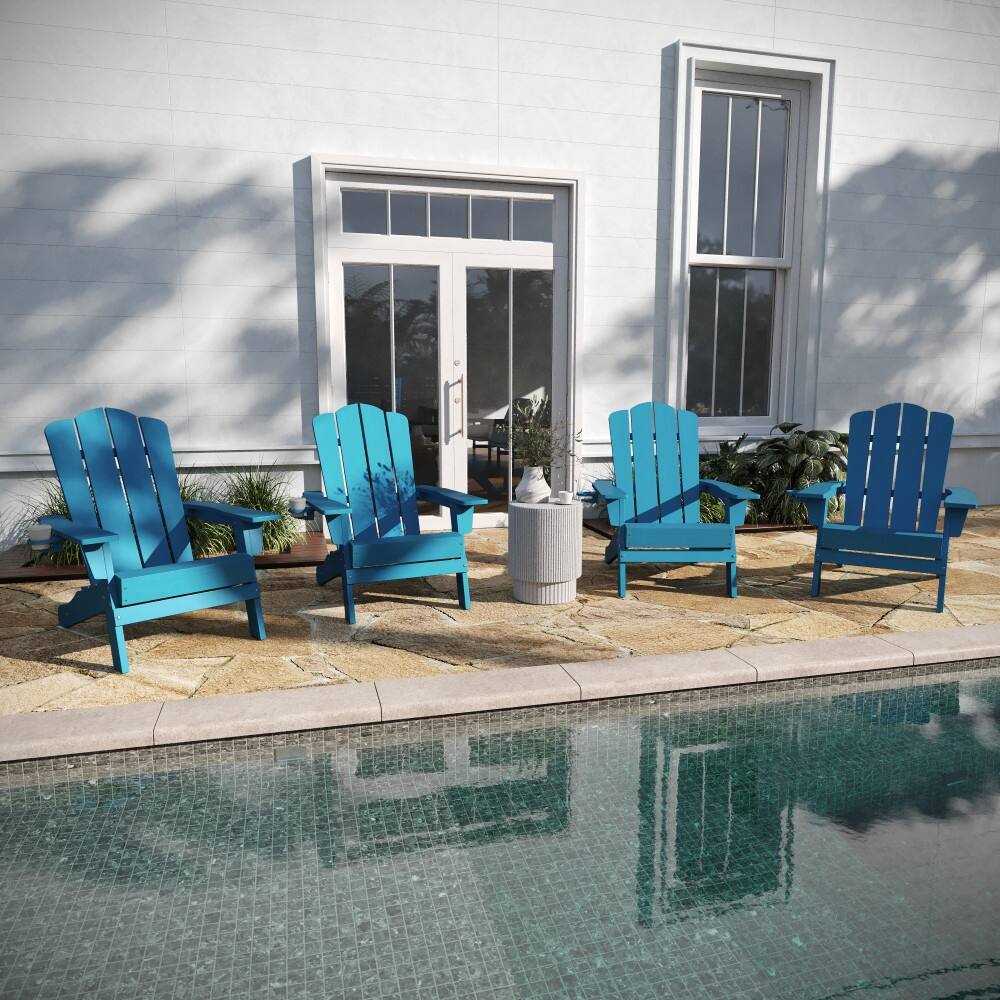 Set of 4 All-Weather Adirondack Chairs with Cupholders