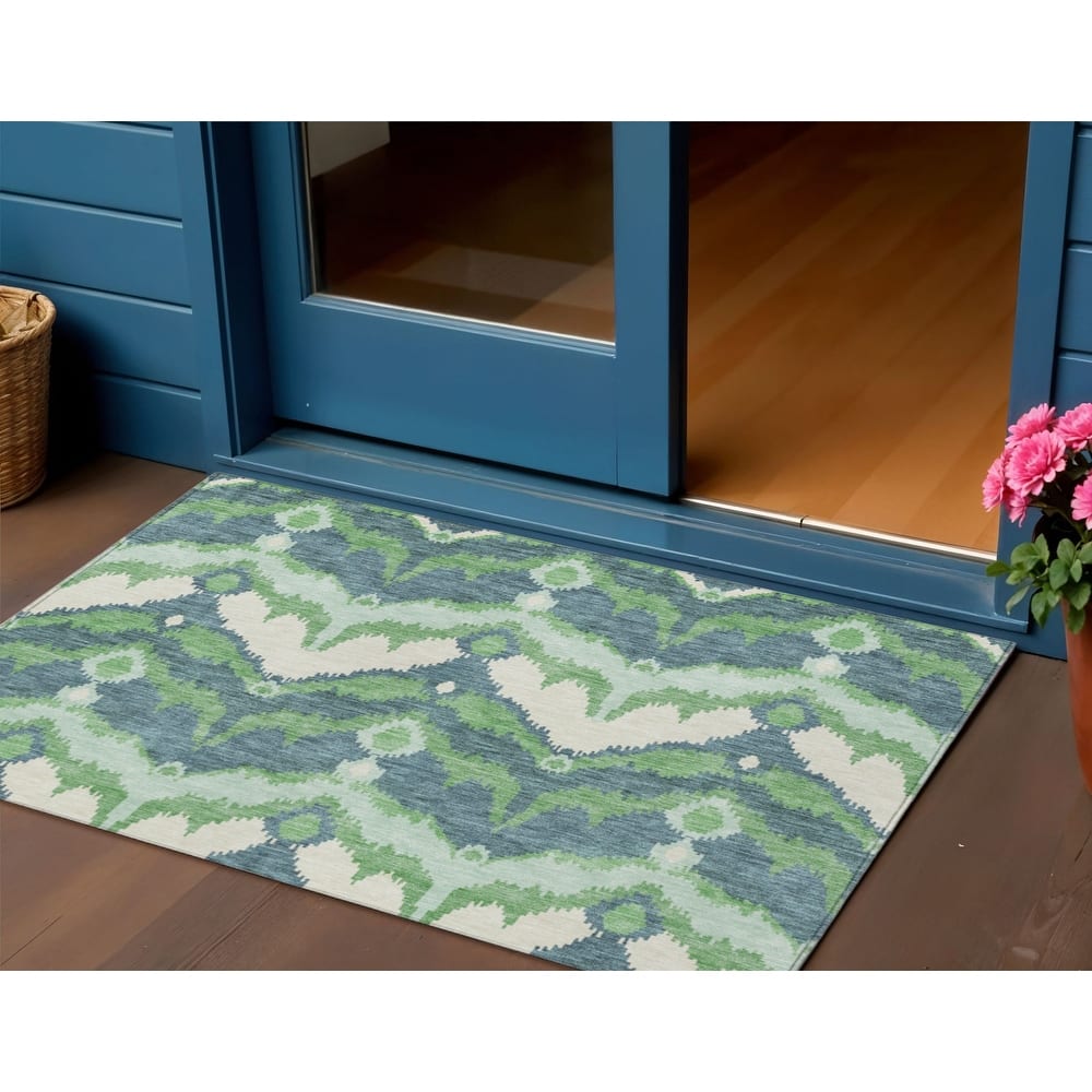 HomeRoots Ikat Transitional Rectangle Outdoor Rug