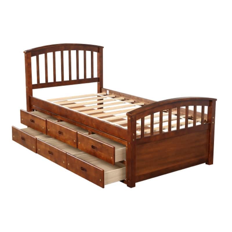 Constructed drawer bed Walnut bed furniture Solid Wood storage bed
