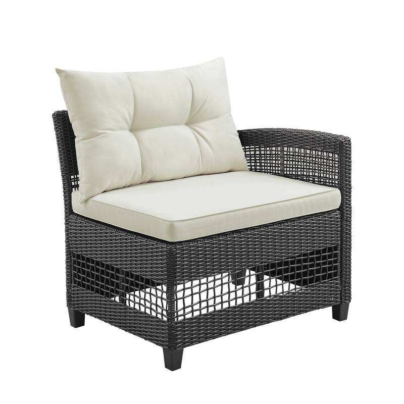 Corvus Fife 4-piece Outdoor Wicker Sectional Set with Round Glass Table