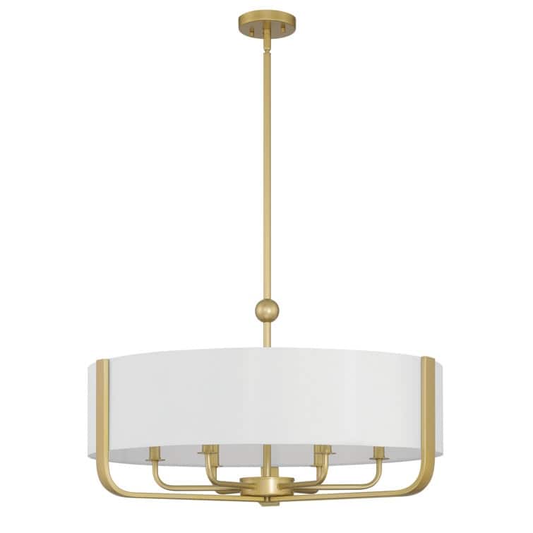 Vernitta 28.8 in. 6-light Mid-century Modern Drum Chandelier with Fabric Shade - 28.87 inches