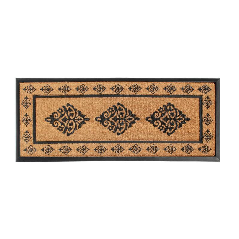 A1HC- Designer Hand-Crafted Rubber & Coir Frame Molded Double Door Mat, Perfect and more functional size - Decorative