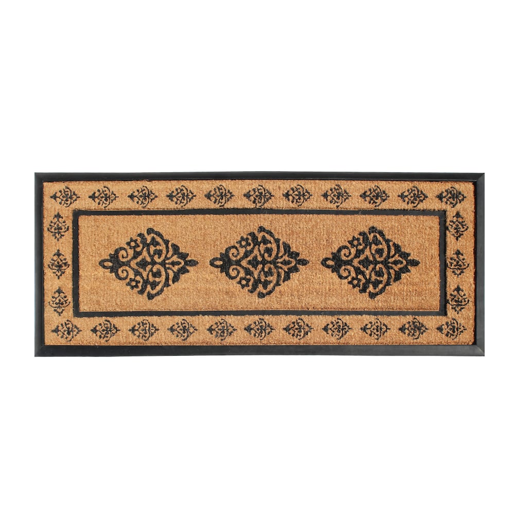 A1HC- Designer Hand-Crafted Rubber & Coir Frame Molded Double Door Mat, Perfect and more functional size