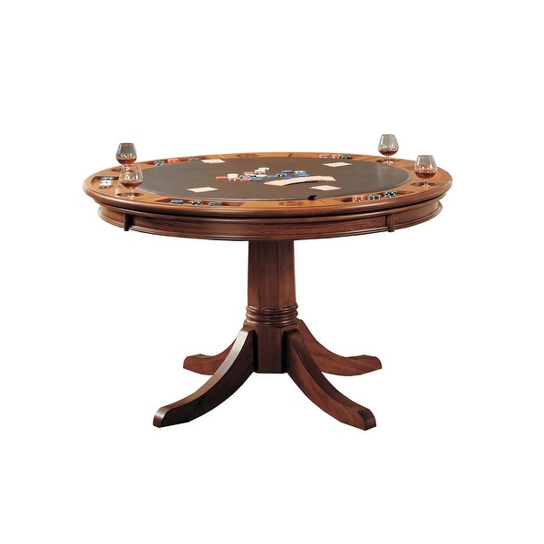Hillsdale Furniture 4186GTB Park View 52" Diameter Wood Framed Contemporary Gaming Table with Dual Tabletop - Medium Brown Oak