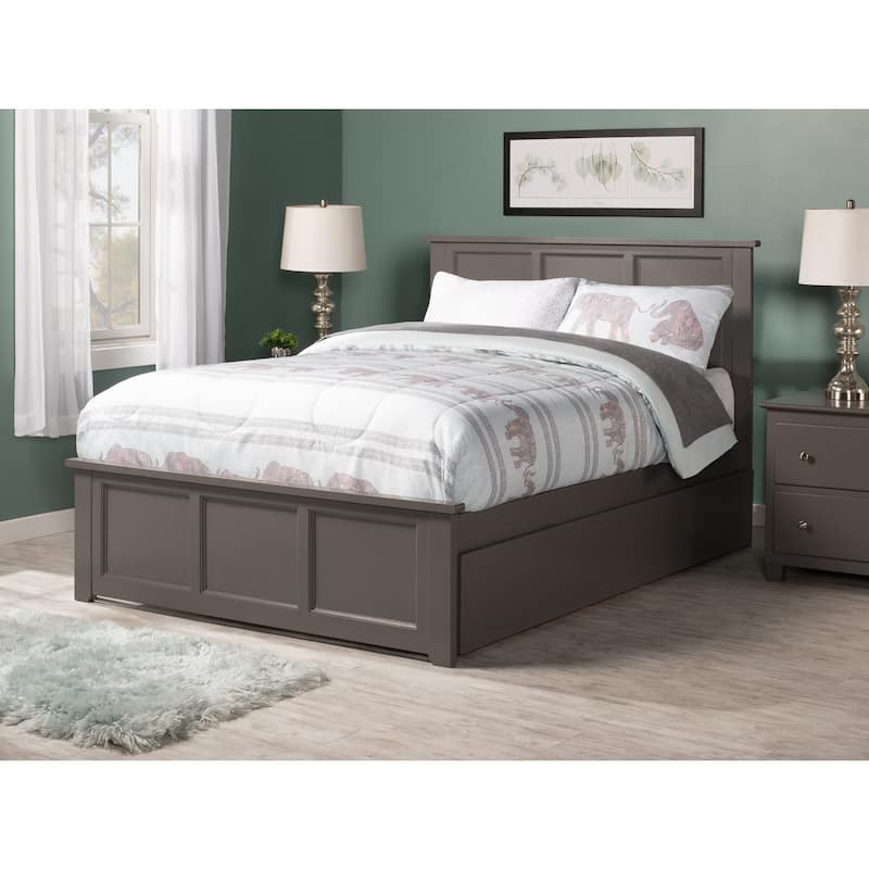 Platform Bed with Footboard & Twin XL Trundle - No Box Spring Needed - Max 8" Mattress