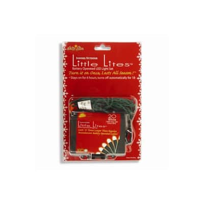 20 B/O White LED Little Lites Micro Rice Christmas Lights - Green Wire