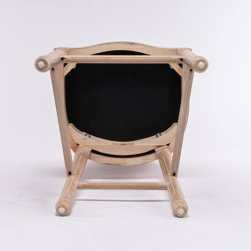 French Country Wooden Barstools Rattan Back With Upholstered Seating, Set of 2