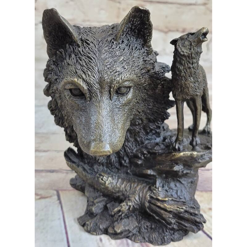 Signed Milo Deco European Wolf Bronze Sculpture Figure Figurine Hot Cast Decor