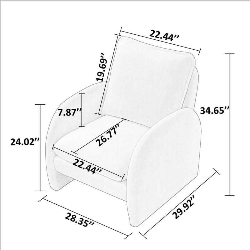 Sherpa Upholstered Accent Armchair Fabric Leisure Chair with High Back & Armrest Comfy Single Sofa Vanity Chair
