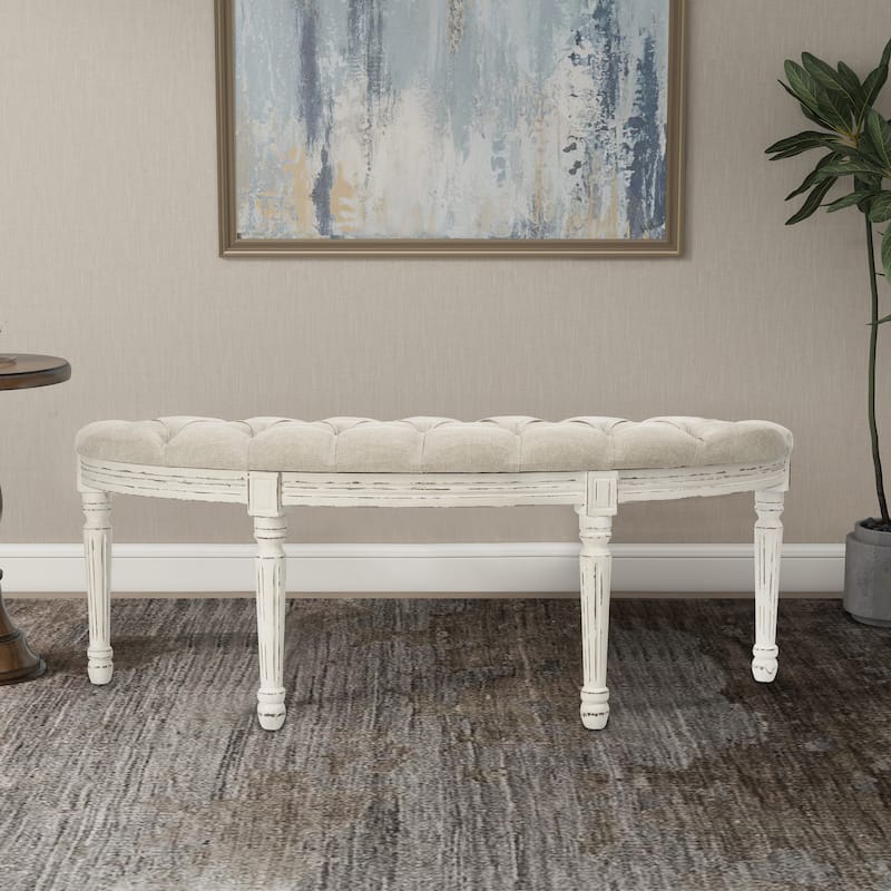 Linen Upholstered Bench - Ivory