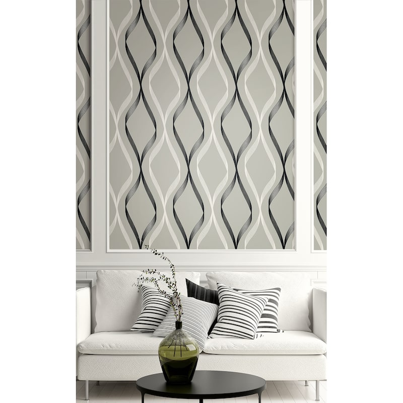 Seabrook Designs Wave Ogee Non-Woven Unpasted Wallpaper
