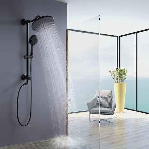 High Pressure 5-Way 10'' Shower Head Black With Adjustable Handheld Shower (Rough-in Valve NOT Included)
