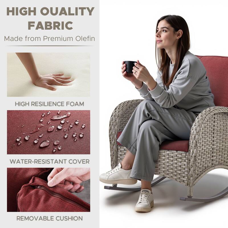 6-Piece Sofa with Rocking Chairs Ottomans Set