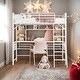 preview thumbnail 10 of 16, Twin Size Loft Bed With Desk And Storage Shelves And Ladder for Home White