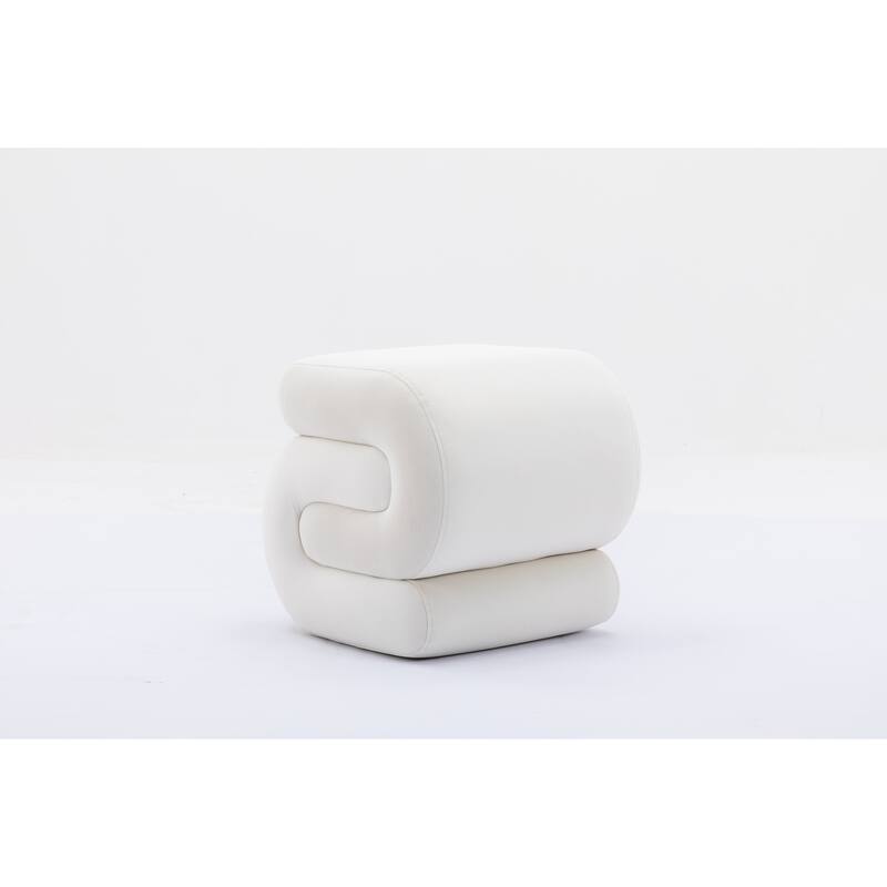 S-shape Velvet Fabric Ottoman Makeup Stool Footstool