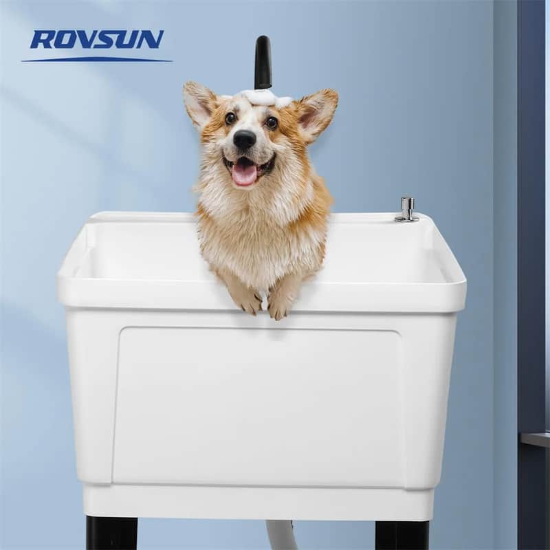 Plastic Utility Sink Freestanding with Storage Shelf