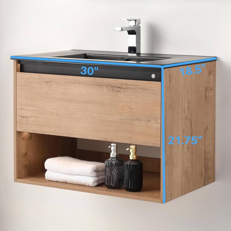 Blossom Bergen Wall Mounted Floating Bathroom Vanity with Sink