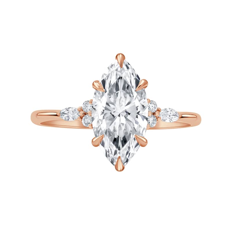 Auriya 14k Gold 5 3/5ctw Lab grown Marquise Nature's Inspired Diamond Engagement Ring (F-G VS) - Rose - 9