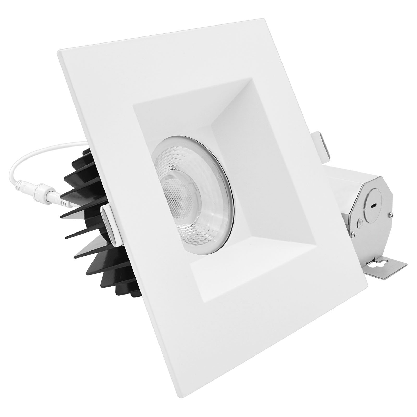 LUXRITE 6 In. LED Regressed Light with Square White Trim, 22W, 1800LM, 5CCT, 38° Beam, Dimmable, Twist-N-Lock CRI90 ETL