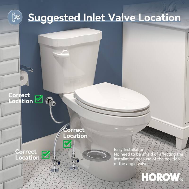 HOROW 2 Piece ADA Height Single Flush Elongated Toilet White 1.28 GPF Strong Flush Soft Close Seat - 17 Inch