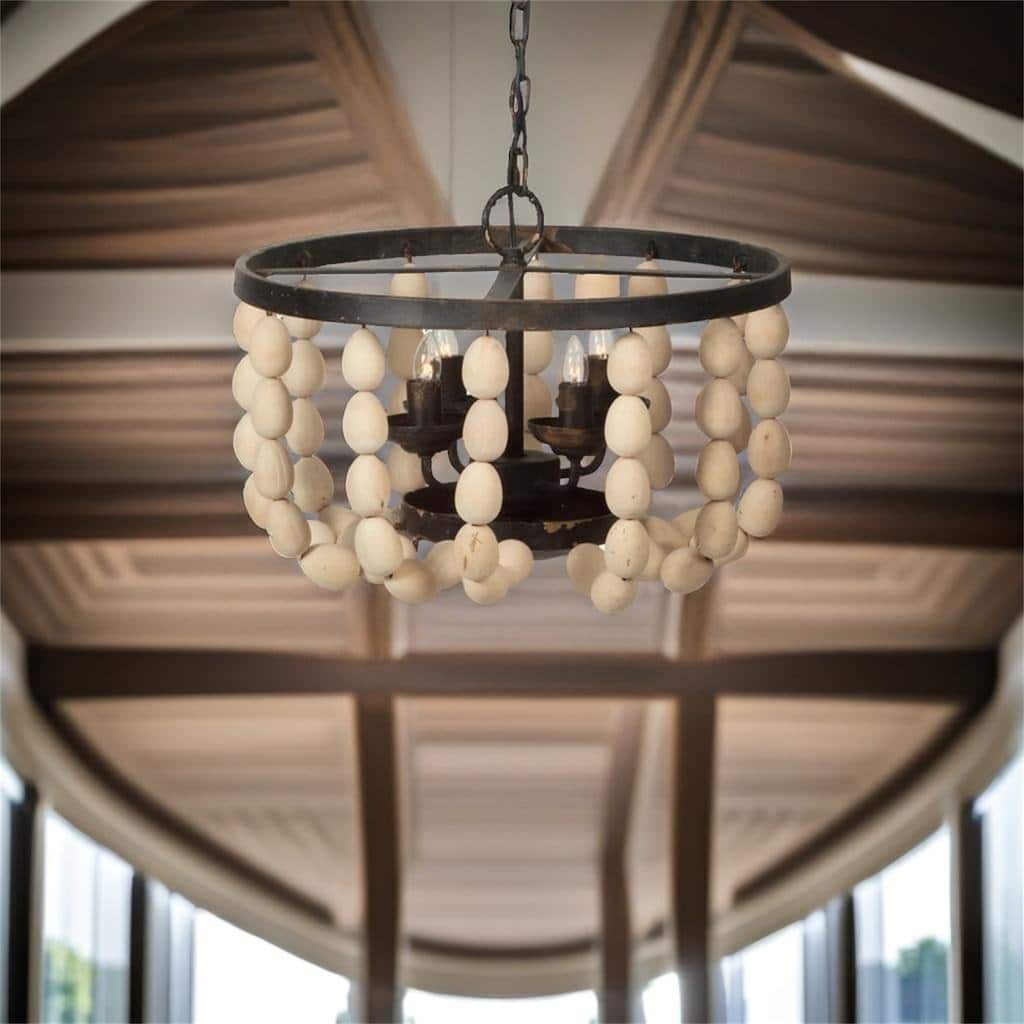 4 - Light Wood Chandelier