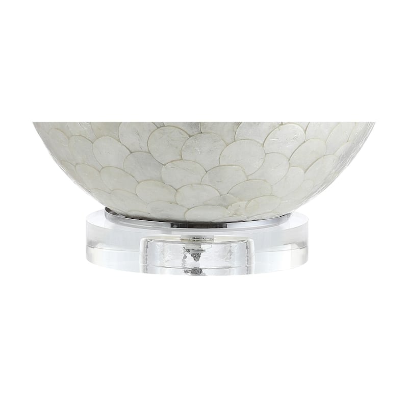 Zuri 23.5" Capiz Seashell Sphere LED Table Lamp, Pearl/White by JONATHAN Y