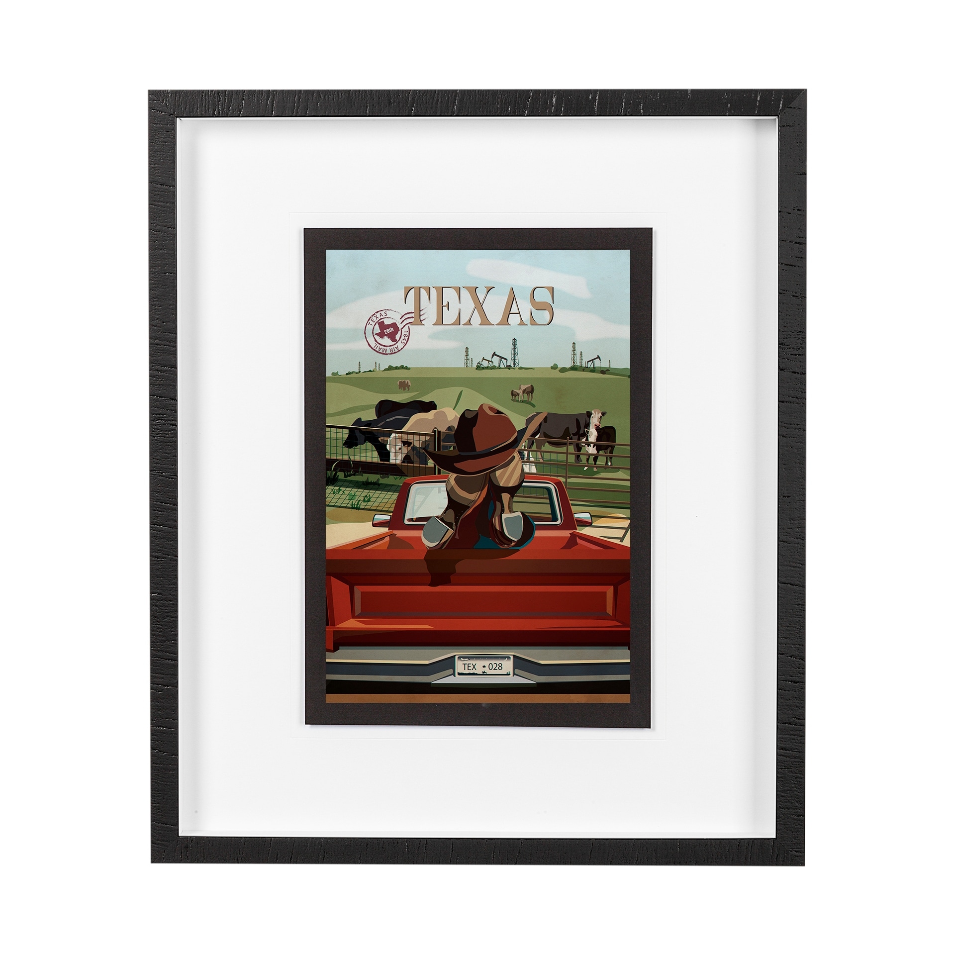 Mercana Texas Go USA (M) by Mercana Studio a Framed Art Print Matted under Glass