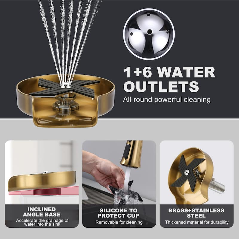 WOWOW Stainless Steel Glass Rinser for Kitchen Sink