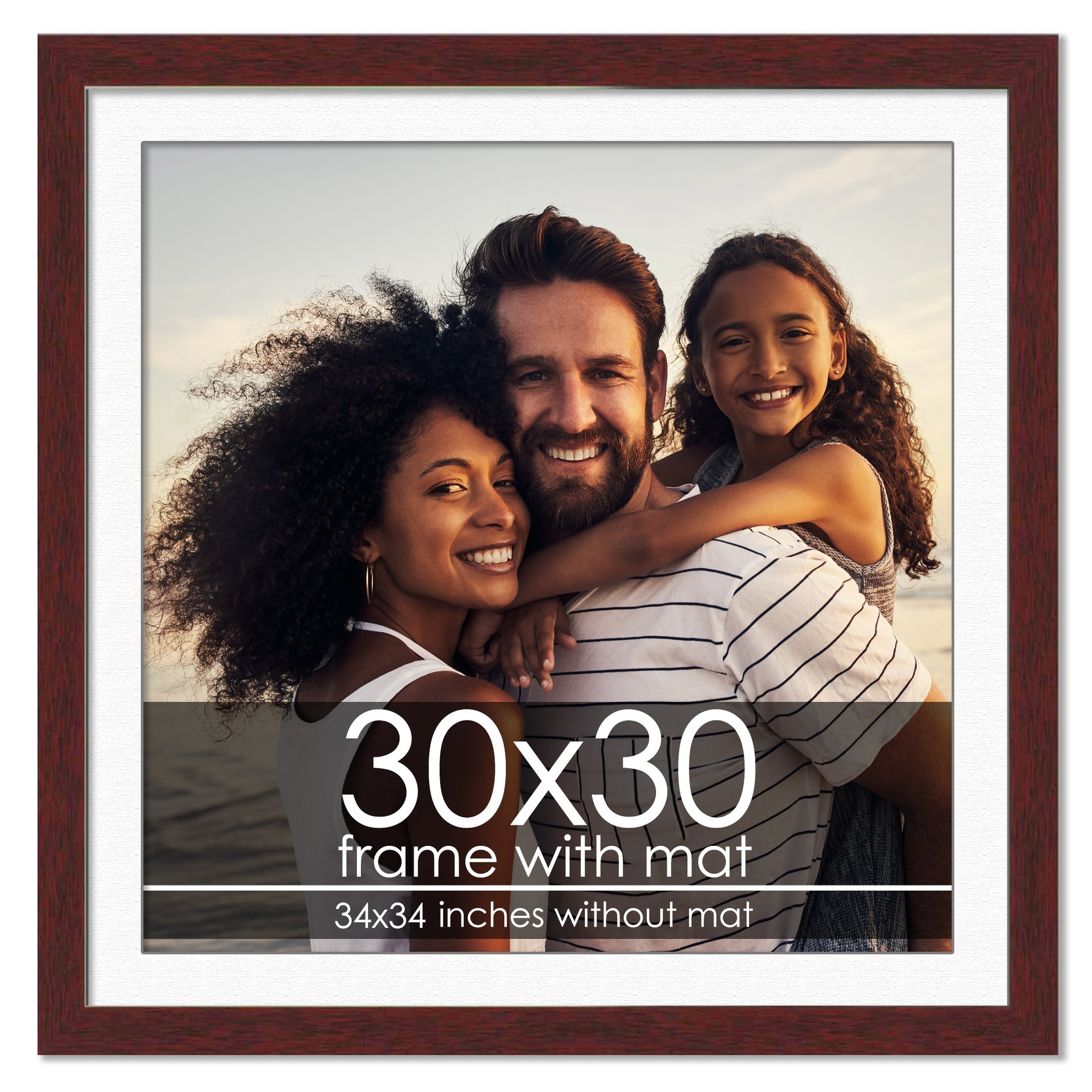 30x30 Frame with Mat - Brown 34x34 Frame Wood Made to Display Print or  Poster Measuring 30 x 30 Inches with White Photo Mat - Bed Bath & Beyond -  38578065