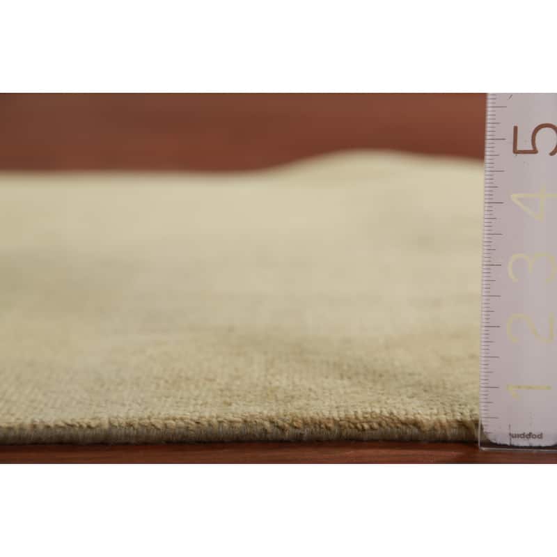 Hand Knotted Oriental 100% Wool Carpet Modern Solid Yellow & Gold Gabbeh Runner Rug - 10' 0'' X 3' 0''