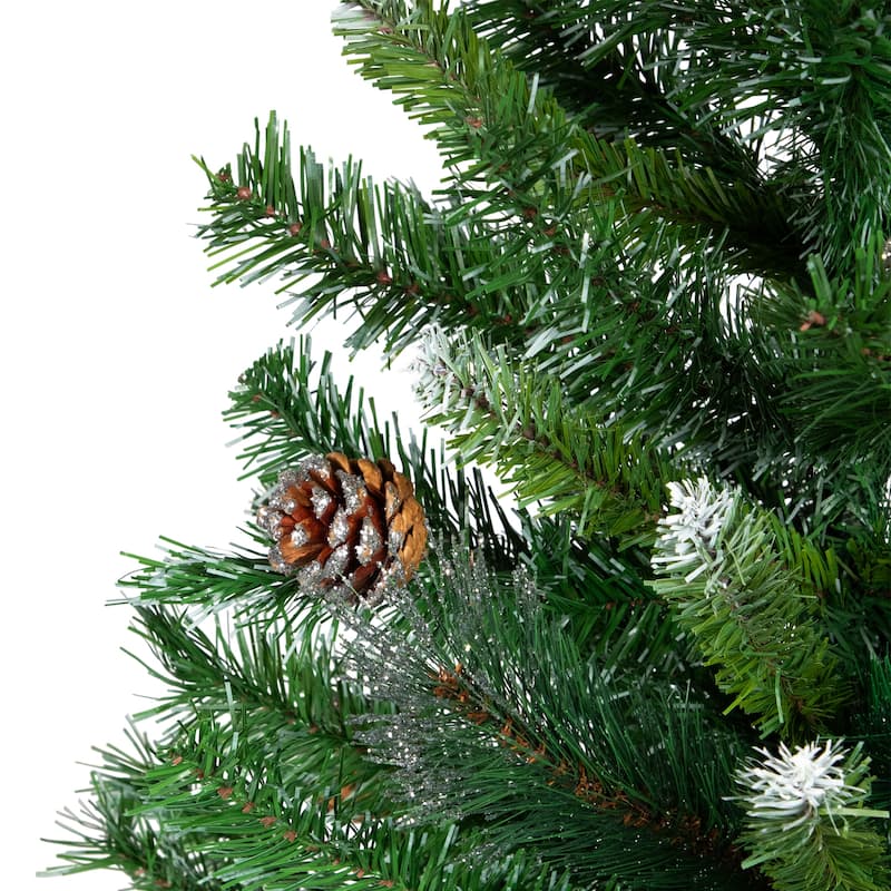Two Tone Buckeye Glitter Pine Full Artificial Christmas Tree - 3' - Unlit - 3 Foot